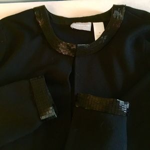 VINTAGE Liz Claiborne TWIN Sweater Set Bugle Beed Trim Black NWOT